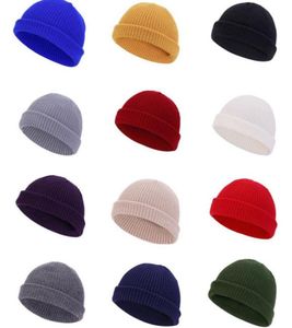 Bonnet de manchette tricoté d'hiver unisexe femmes hommes chapeau chaud adolescents Hip hop Slouchy crâne casquette à revers Toque de Ski Tuque côtelé Crochet chapeau F11897972