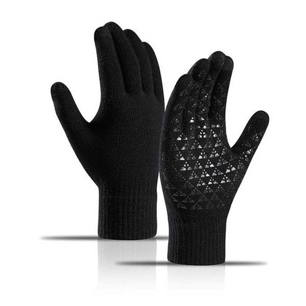 Gants tricotés d'hiver pour hommes et femmes, en polaire épaisse pour écran tactile, Triangle chaud, doux pour la peau, antidérapant, pour téléphone, en acrylique