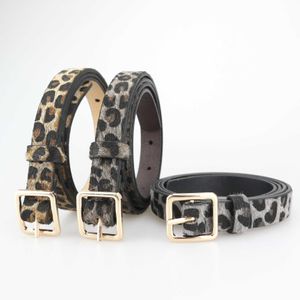 Hiver mode coréenne motif léopard flocage crin de cheval ceinture décorative pour les femmes polyvalent aiguille bouton pantalon ceinture 240315