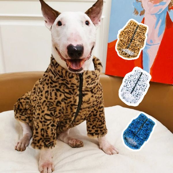 Invierno ropa grande para perros de lujo leopardo tibio de vellón tumba ropa para mascotas para perros grandes bulldog bulldog terrier 231220