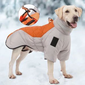 Hiver grand chien vêtements imperméable grand chien veste gilet avec col haut chaud chien manteau vêtements pour bouledogue français lévrier 240307