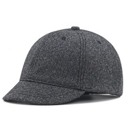 Winter Grote Maat Baseball Caps Oude Mannen Warme Korte Wollen Hoed Grote Hoofd Man Plus Size Vilten Cap 56-61 cm 62-68 cm 240325