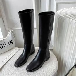 Rodilla de cuero de invierno Black Genuine High Women 256 Western Tall Long Boots Femenino Femenino Zapatos Ins 231219 13