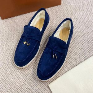 LOROS – chaussures habillées d'hiver, chaussures décontractées, plates de marche, en cuir suédé, fourrure à l'intérieur, conduite de luxe, Design ouvert pour hommes et femmes, mocassin