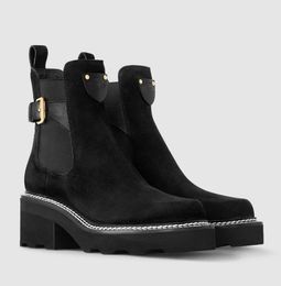 Hiver luxe Beaubourg bottines femmes en daim noir en cuir dame bottines fête de mariage célèbre marque Martin Boot EU35-42 boîte d'origine