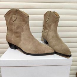 Hiver Luxe Isabels Dicker Femmes Bottines En Daim Marants Cowboy Boot Chelsea Lady DEWINA Booty Cowboy Boots Martin Booties EU35-41 Avec Boîte