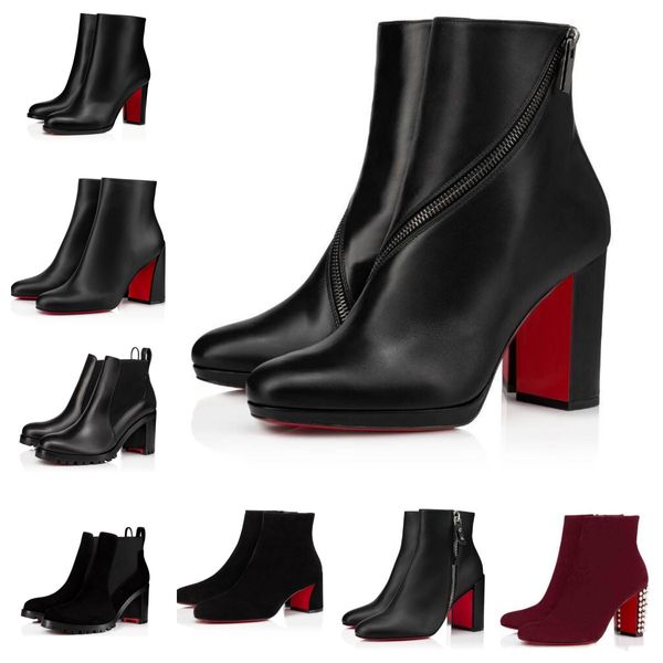 Hiver luxe rouge Movida Booty Spikes bottines en cuir de veau marron noir talons hauts dame fermeture éclair bottines robe de mariage EU35-43