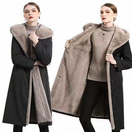 Hiver m doublure en fourrure de daim femmes manteau nouveau 2023 coréen fi à capuche épaisse veste d'hiver lg pardessus femme chaud trench-coat z78k #