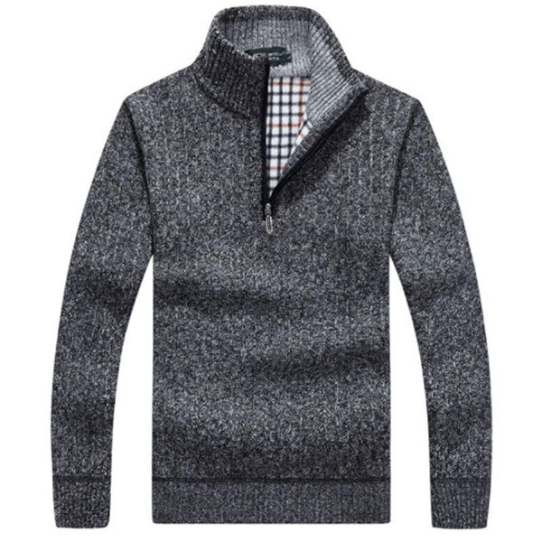 Suéter informal de invierno para hombre, jerséis de cuello alto azul caqui sólido, ropa de punto, jerséis para hombre, Erkekler Kazak, para hombre