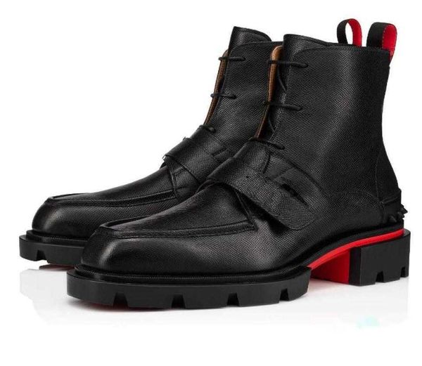 Bota de tobillo para hombre de invierno Nuestra bota alta Georges piel de becerro granulada Punta redonda Tachuelas negras Extremo de goma Moda de negocios para hombre