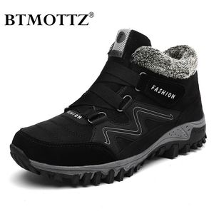 Winter mannenlaarzen met vacht warme lederen sneeuwlaarzen mannen winterwerk casual schoenen sneakers high top rubber enkel laarzen btmottz 201204