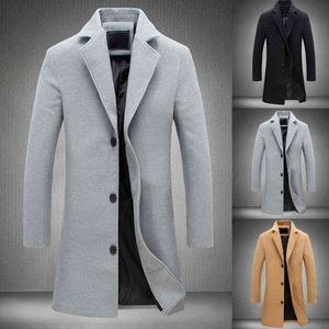 Manteau d'hiver pour hommes, veste décorative à boutonnage facile pour hommes, facile à assortir, en polyester, garde au chaud, pardessus pour le bureau, vêtements pour hommes H220716