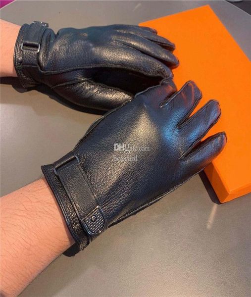 Hiver Men Deerskin Match Gants Automne Winter SheepSkin Mittens Boys Plus Velvet Glove Touch Screen Cuir Mitten With Box8854748