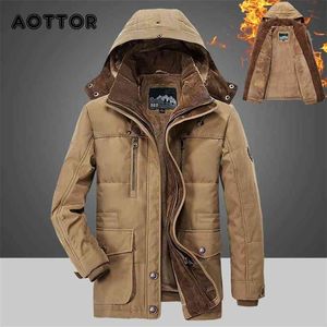 Hiver Hommes Parkas À Capuchon Fourrure Doublure Épaissir Veste Mâle Casual Pardessus Chapeau Manteaux Détachables Homme Jaqueta Masculina Plus Taille 4XL 210916