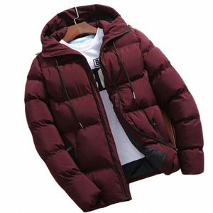 Veste d'hiver à capuche pour hommes, coupe cintrée, manches Lg, poches avec cordon de serrage, coupe-vent pour usage quotidien, veste épaisse pour hommes d'hiver, u1Vj #