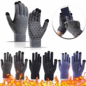 Gants tricotés pour hommes, hiver, écran tactile, haute qualité, mitaine épaisse et chaude, laine cachemire solide, gants antidérapants pour hommes, automne