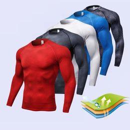 Hombres de invierno de manga larga para correr deportes camiseta ropa para hombre térmico músculo culturismo gimnasio compresión medias de secado rápido camisa 240106