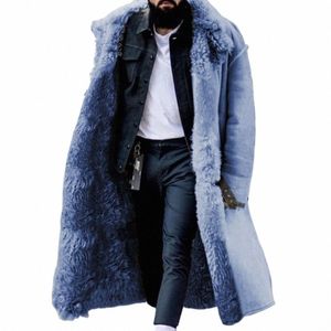 Hiver Hommes Pardessus Fausse Fourrure Épaissir Lg Manches Veste Couleur Unie Mi Longueur Butts Mâle Manteau Épaissir Vêtements D'extérieur Pour Cam v8CH #