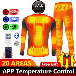 Winter thermisch ondergoed voor heren en dames APP-controle temperatuur USB batterij verwarmd fleece thermisch motorfiets ski-ondergoed 231226