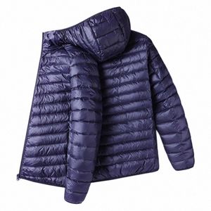 Veste d'hiver décontractée pour hommes, doudoune ultra légère pour hommes, coupe-vent, veste en plumes, manteau chaud léger et portable 4XL K6Bl #