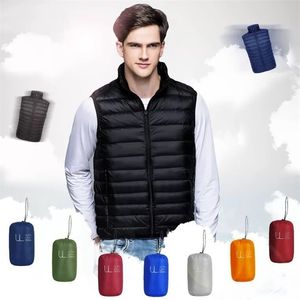 Chaqueta de invierno para hombre, chaleco cálido para hombre, abrigos, chaqueta sin mangas, otoño, ligero, acolchado, pato, chaleco cálido 211008