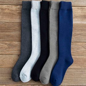 Winter heren hoogwaardige dikke warme effen kleur wolmateriaal mode casual kalf lange sokken 3 paar