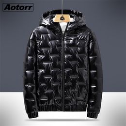 Winter Heren Hooded Parka Windbreaker Mode Thermische Jassen Mens Dikke Warm Glanzende Zwart Jassen Merk Uitloper Mannen Kleding 6XL 210818