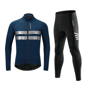 Chaqueta de lana para ciclismo de montaña para hombre, traje de pantalones elásticos reflectantes térmicos a prueba de viento, de invierno