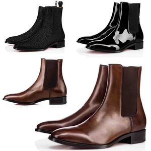 Bottines en cuir pour hommes d'hiver Mocassins en cuir Samson bottes rouges bottes Chelsea classiques pour hommes veau noir sude semelle épaisse luxe designer parisien 38-47Box