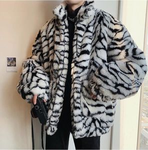 Hiver hommes plus taille veste concepteur de luxe léopard manteau fermeture éclair épaisse fourrure vêtements d'extérieur de cardigan décontracté ample chaud manteau vêtements