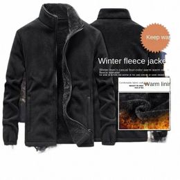 Manteaux à col montant pour hommes d'hiver Vestes épaissies en peluche Automne Veste chauffante extérieure Cam Grande veste tactique de couleur unie r8Sw #