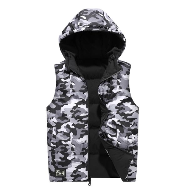 Chaqueta de chaleco de invierno para hombre Camuflaje Sin mangas Calor Tamaño M-8XL Pareja Chaleco de hombre de doble cara 210925