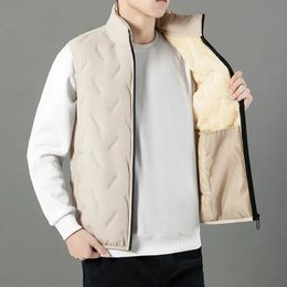 Veste chaude d'hiver pour hommes, gilet rectangulaire en relief, polaire coupe-vent, grande taille, couleur unie, manteau décontracté 5XL 240102