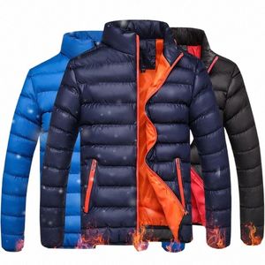 Invierno para hombre Cálido Puffer Cott Parka Cuello alto Chaqueta acolchada al aire libre Tallas grandes Acolchado corto Burbuja Cremallera Abrigo acolchado F9UP #