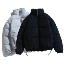 Hiver hommes couleur unie Parkas qualité hommes col montant chaud épais veste mâle mode décontracté Parka manteau goutte 240117