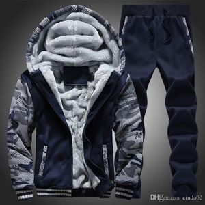 Winter Men Thick Sweat Suits Fleece Warm Mens Tracksuit Set Casual Jogger Suits Sports Suit Cool Jacket Pants and Sweatshirt Set
