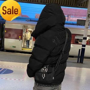 Hiver Hommes Trapstar Veste Mode Irongate À Capuchon Matelassé Femmes Chaud Vintage Court Top Qualité Brodé Lettrage Manteau 2023 688ss