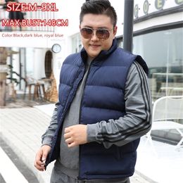 Gilet d'hiver pour hommes pour duvet de coton veste sans manches gilet 6XL 7XL 8XL 9XL homme grande taille Mannen chaud noir bleu royal manteau pour hommes 201126