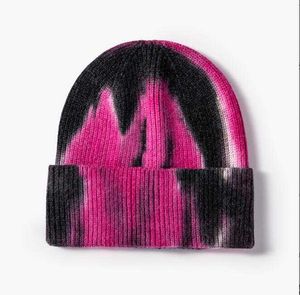 winter mannen vrouwen mode hoed mutsen gehaakte tie dye hoeden outdoor sport hoofddeksels tie-dye herfst warme muts caps casual beanie masker Alkingline