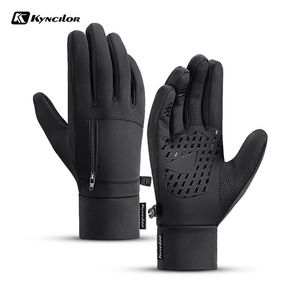 Invierno Hombres Mujeres Esquí Guantes de nieve Impermeable Ciclismo Dedo completo Cálido Polar térmico con pequeño bolsillo con cremallera 220106