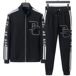 Winter Men Women Pak Side Stripe Sweatshirt Tracksuit Fleece Cotton 2 stuks Sets mannelijke jassen broek Pakken Groothandel