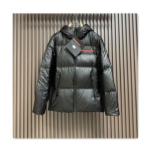 Invierno para hombre abajo diseñador abajo chaqueta moda con capucha logotipo rojo impreso nylon impermeable tela engrosada hombres abrigo al aire libre calidez a prueba de viento casual abajo hombre superior