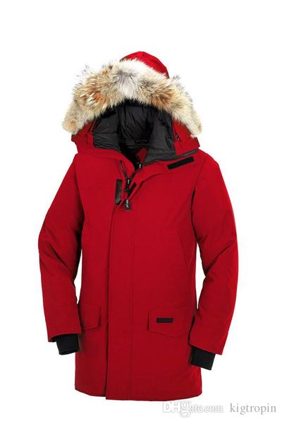 Chaquetas de invierno para hombre LANGFORD Parka Real Mapache con capucha Cuello de piel Abrigo Downs Parkas gruesas y cálidas Red Winter Outlet Parkas deportivas al aire libre