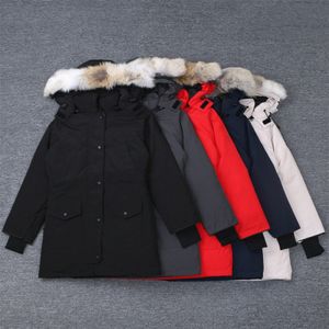 Winter Heren donsparka's lange stijl Warme putwear jassen met capuchon Print kleding Bont Top m8XB #