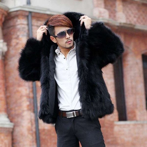 Veste d'hiver en fausse fourrure pour hommes, manteau de styliste avec cuir épais et chaud, décontracté, à la mode, J4Q8