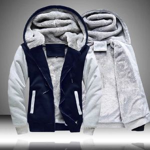 Winter Heren Hooded Jassen Fleece Dikke Casual Parka Heren Patchwork Warme Rits Overjassen Sweatshirt Jassen Big Size 8XL 210603