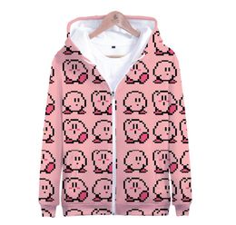 Winterherenjassen en jassen Anime Kirby 3d hoodie Fleece ritssluiting Sweatshirt uit de capuchon Warme jas Kawaii Kleding Cosplay197Y5819131
