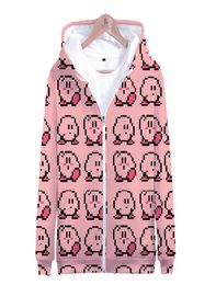 Winter Heren Jassen Anime Kirby 3D Hoodie Fleece Rits Capuchon Sweatshirt Uitloper Warme Jas Kawaii Kleding Cosplay197y6939439