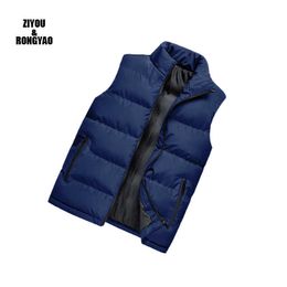 Winter Mens Mouwloze Jacket Vest 90% Casual Slim Jassen Merk Kleding Katoen Gevoerde Man Warm Down Coat Plus Size 211015