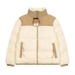 2022 Hiver Laine d'agneau Splice Down Vestes en coton Hommes Femmes Designer de mode Puffer Jacket Manteau avec lettres brodées 3 couleurs Parkas chauds Vêtements M-3XL